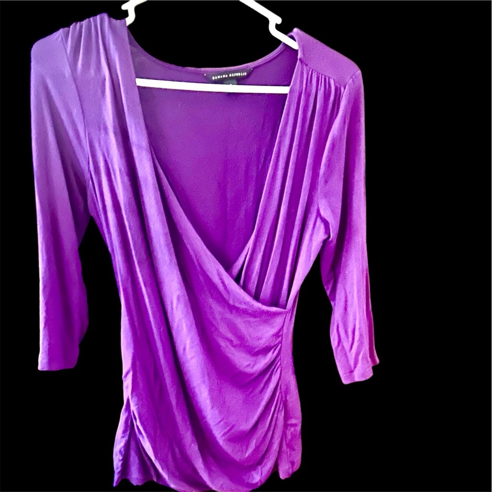 Banana Republic Purple Quarter Sleeve Top Size-8